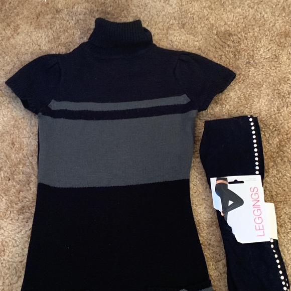 Pre-owned early 2000s MAX Rave Sweater Dress & black studded Leggings - SIZE S - Picture 3 of 12